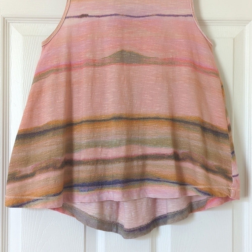 Pilcro Anthropologie Sunset Dyed Motif Twist Back Crewneck Tank Top Pink XS - Picture 5 of 9